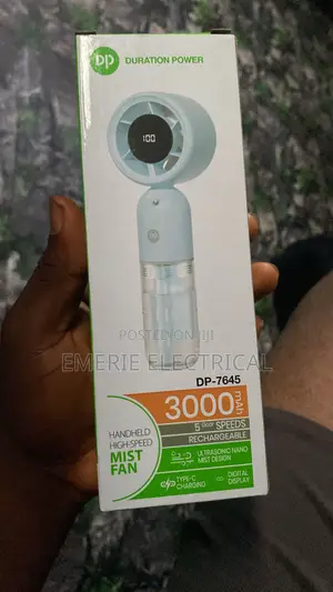 DP-7645 Rechargeable Hand Mist Fan 3000mAh 5Speed With Digital Display