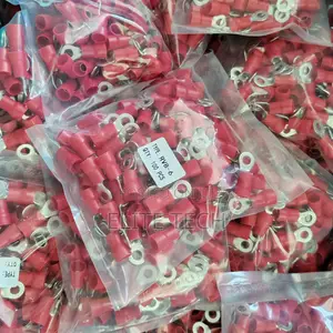 Red Insulated Copper Ring Terminal Connectors (100 PCS- Cable Lugs