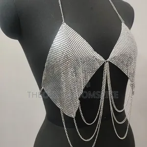 Women Fashion Bodychain Bra Ladies Party Carnival Costume Gold Silver