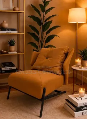 Modern Accent Chair in Burnt Orange Upholstery