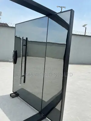 5 by 7ft Black Pivot Door With Smart Lock