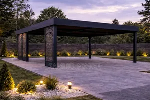 A Modern Dark-Metal Carport or Open-Sided Shelter