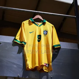 Brazil Yellow Football Jersey – Classic Green Trim Soccer Shirt