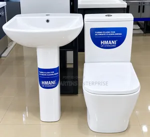 HMANI Modern Close-Coupled Toilet & Pedestal Washbasin Set