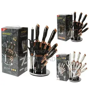 HIGH QUALITY 9pcs Rose Gold Marble Pattern Knife Set