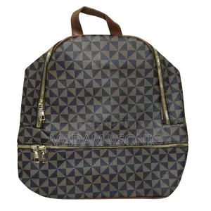 Fancy Black and Brown Check Pattern Backpack Bag