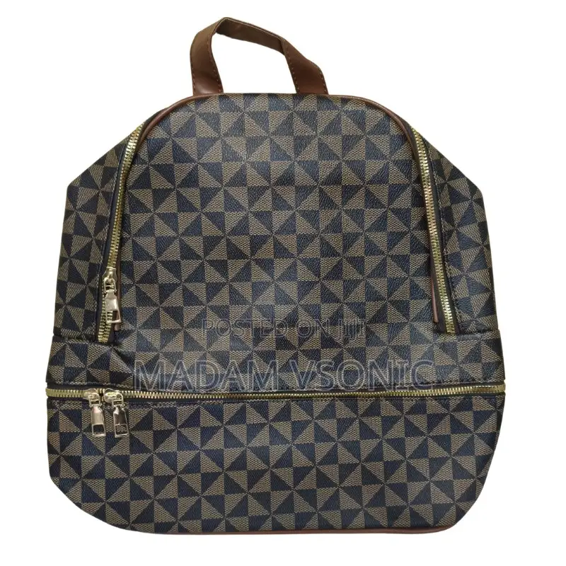 Fancy Black and Brown Check Pattern Backpack Bag
