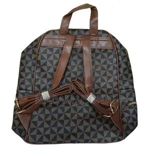 Fancy Black and Brown Check Pattern Backpack Bag