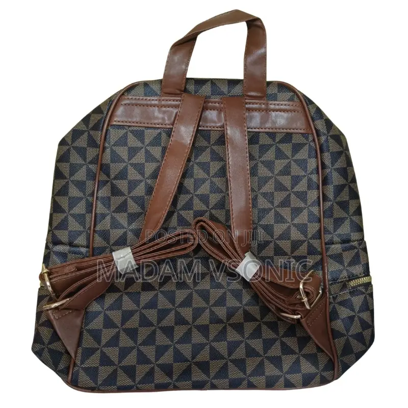 Fancy Black and Brown Check Pattern Backpack Bag