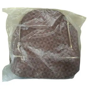 Fancy Dark Brown Check Pattern Backpack Bag