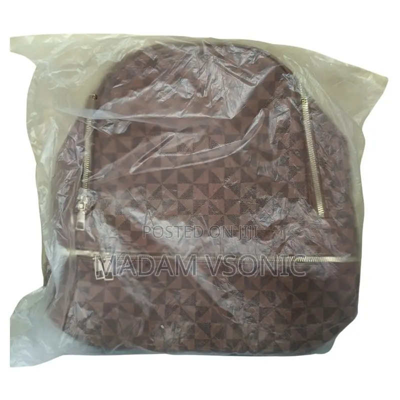 Fancy Dark Brown Check Pattern Backpack Bag