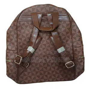 Fancy Dark Brown Check Pattern Backpack Bag