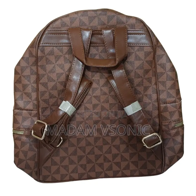 Fancy Dark Brown Check Pattern Backpack Bag