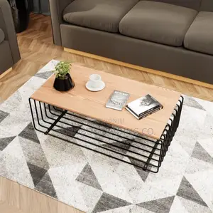 Modern Center Table ( Travertine & Black)