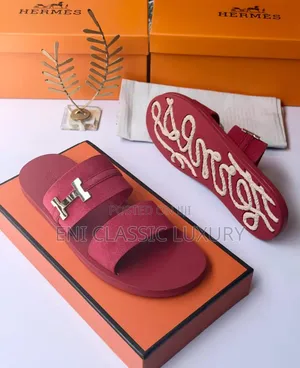 Classic Luxury Men's Slippers Hermes Good Quality Well Branded Package