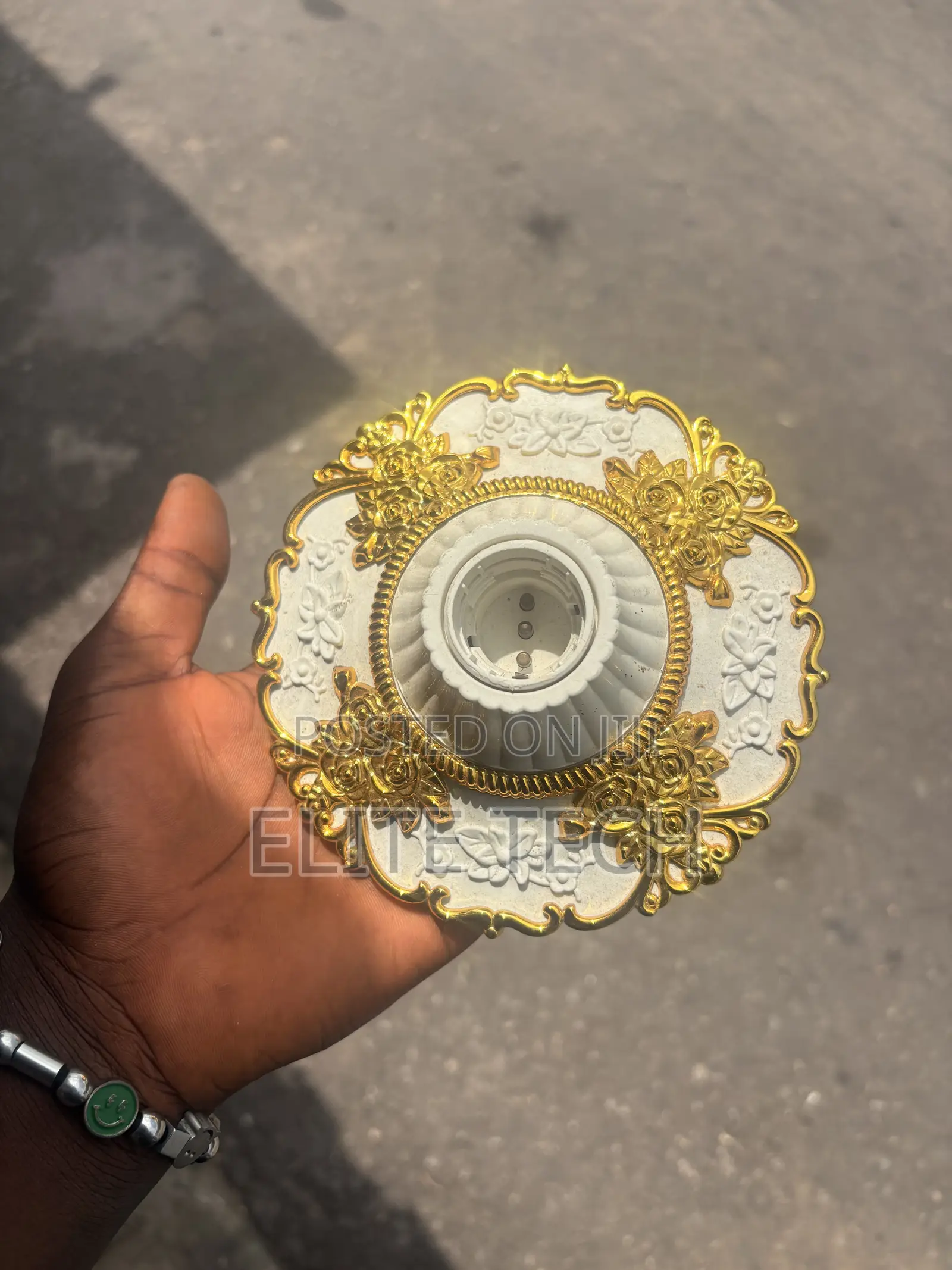 Fancy Gold & White Decorative Lamp Holder / Bulb Socket