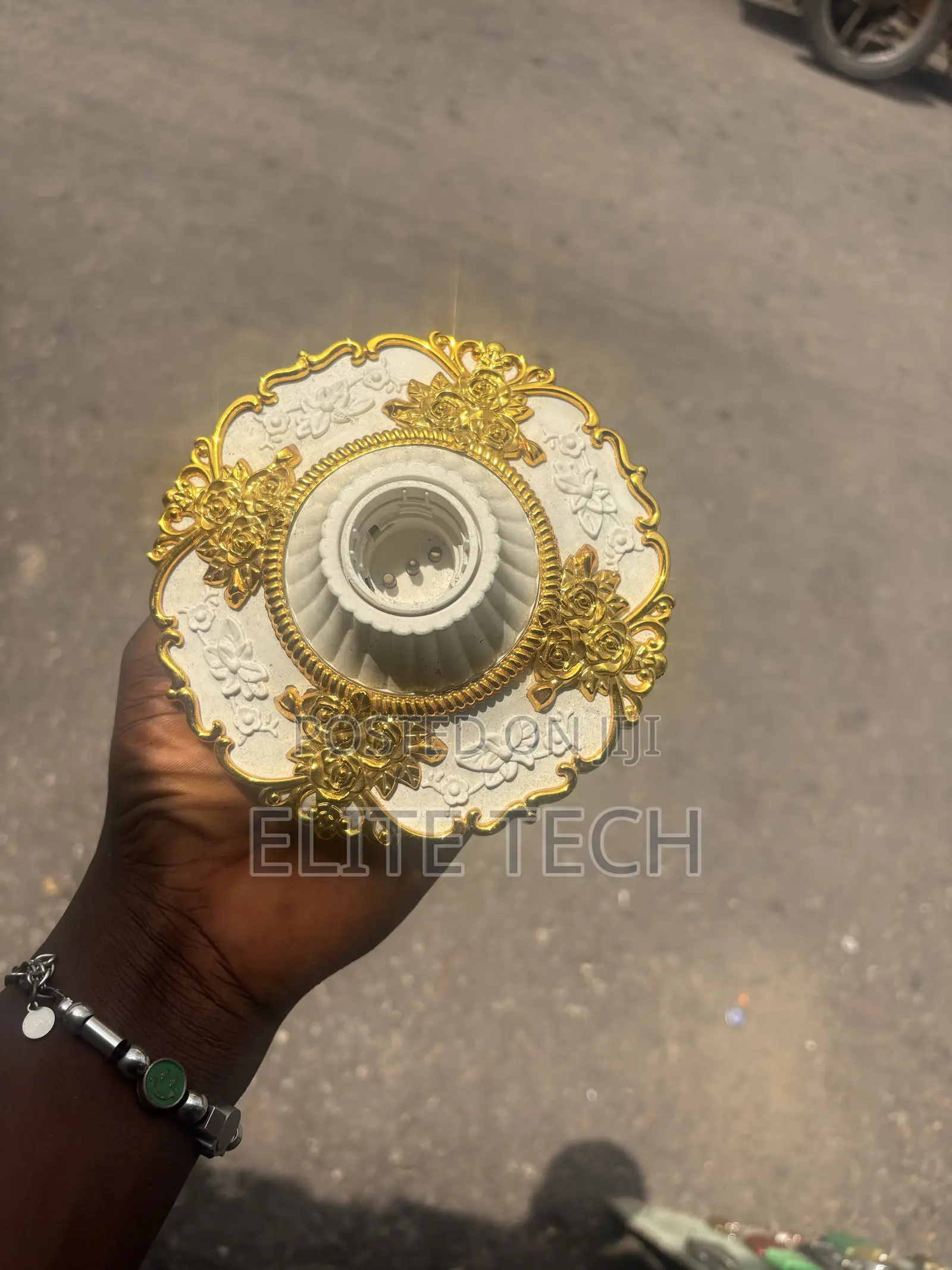 Fancy Gold & White Decorative Lamp Holder / Bulb Socket