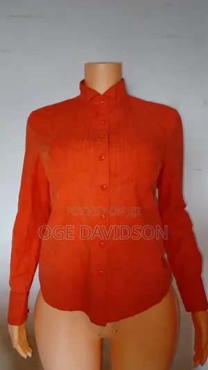 Women's Vintage Burnt Orange Long Sleeve Button-Up Shirt