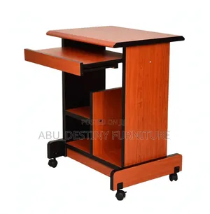 Movable Computer Desk/Cpu Table With Keyboard Tray (Cherry)