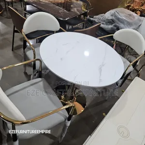 3seaters Round Marble Sleek Dining Set
