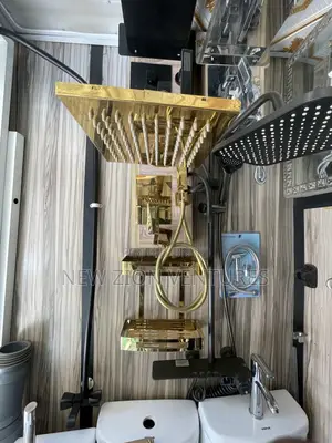 Gold-Finished Multi-Function Rainfall Shower System