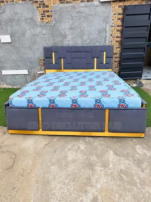 Modern Luxury Upholstered Bed Frame With Mattress – Grey & Gold