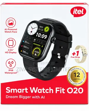 Itel Smart Watch Fit O20 – 2.04" HD Display, Waterproof + Free Strap