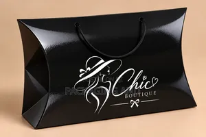 Branded A3 Pillow Box Bags With Rope Handle for Boutiques & Stores