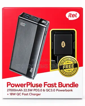 Itel 27000mAh 22.5W Fast Charging Power Bank + Free 18W Charger