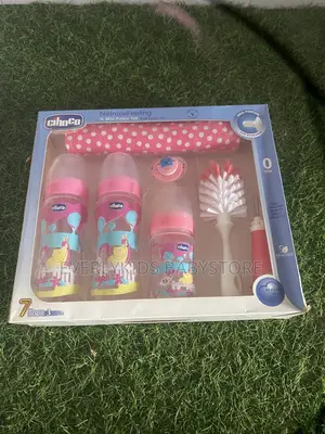 7 in 1 Chicco Newborn Baby Feeding Bottle Gift Set - Pink - Anti-Colic