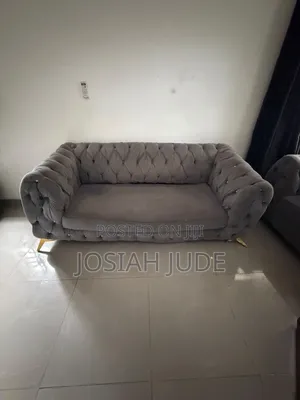Complete 7-Seater Grey Velvet Living Room Sofa Set 