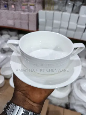 Beautiful White Soup mug With Saucer