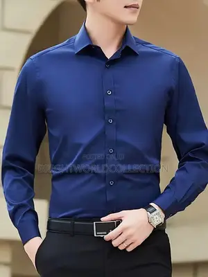 Fashionable Anti-Wrinkle Breathable Solid Color Long-Sleeve Shirt Busi