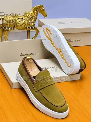 Men’s Suede Sneaker-Sole Penny Loafers (Olive & Black)