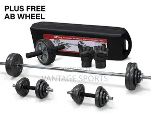 50KG Adjustable Chrome Dumbbell Set + Gloves & Free Ab Wheel
