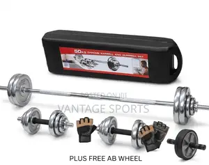 50KG Chrome Dumbbells With Gym Gloves & Free Abdominal Roller