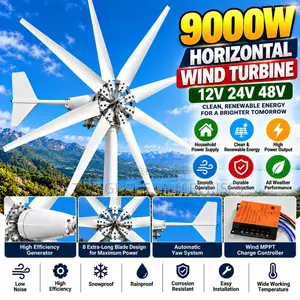 9000W Horizontal 48V Wind Turbine Clean Energy for Your Home