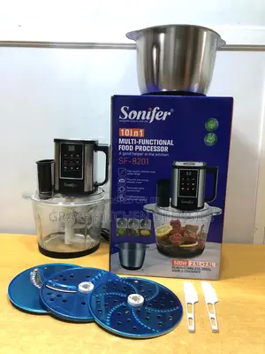 Sonifer 10 in 1 Food Processor 2.5L Glass Bowl 2.5L Stainless Bowl