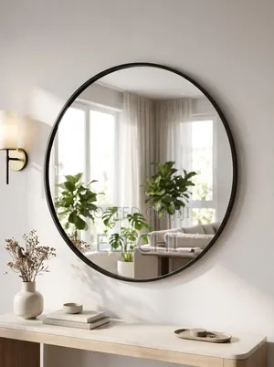Bathroom Mirror Black Frame 70/70cm