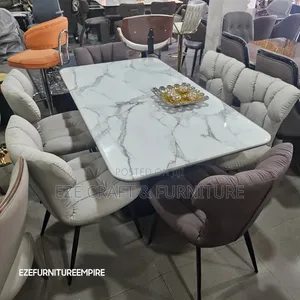 Luxury Dining Set With 6 Fabric Chairs