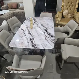 Black and White Thunder Strike Marble Top Dining Set