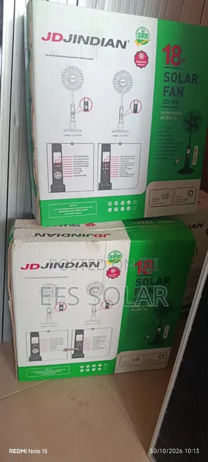 JD JINDIAN 18-Inch Rechargeable Solar Fan With LED Light
