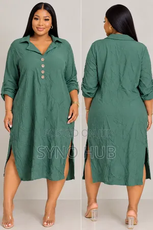 Shirt Dress in Colour White and Army Green