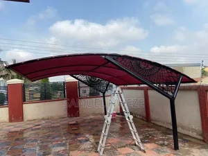 Carport With a Laser-Cut Decorative Metal Frame