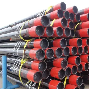 Oil Country Tubular Goods (OCTG) Steel Pipes Stacked in a Storage