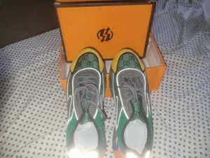 Brand New Designer-Style Green & Gold Monogram Runner Sneakers