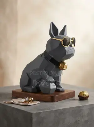 Luxury Grey Dog Decorative Figurin