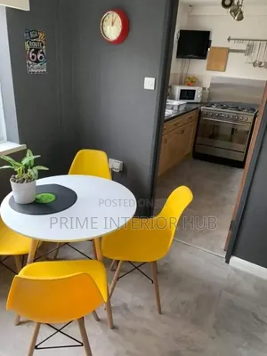 Modern Round Dining Table Set With 4 Yellow Chair(brend New)