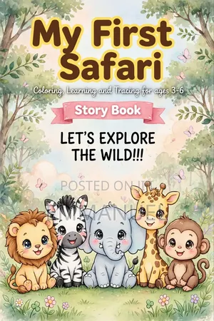 My First Safari Coloring & Tracing PDF Book Ages 3-5 Digital Printable