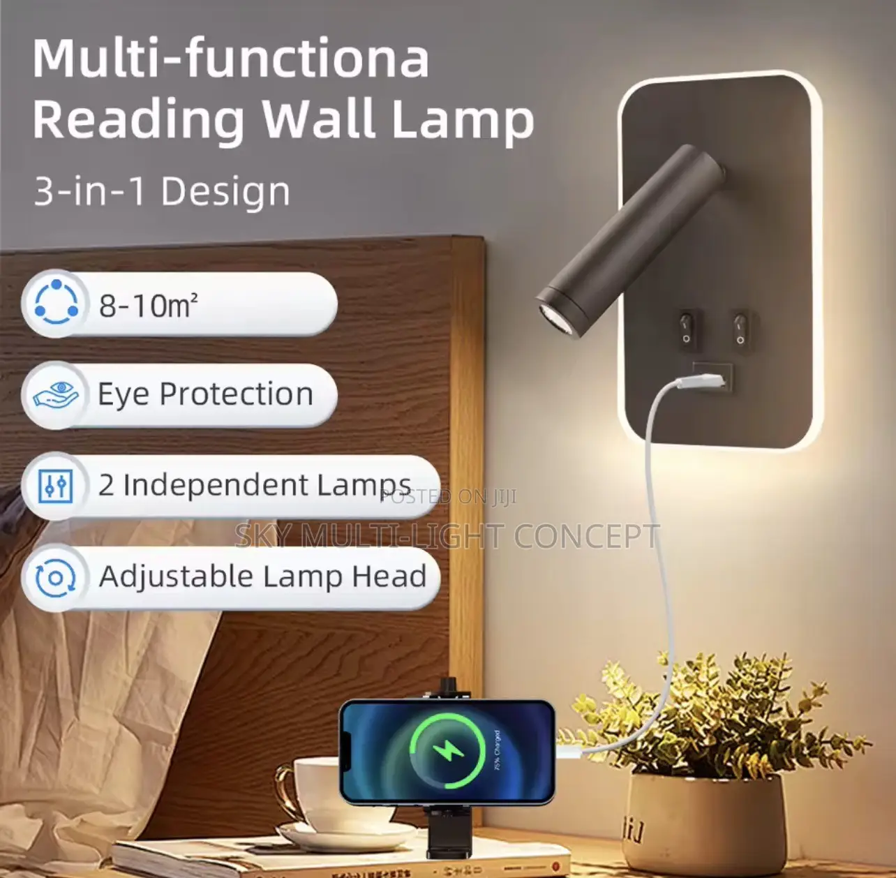 350° Rotatable LED Bedside Wall Sconce
